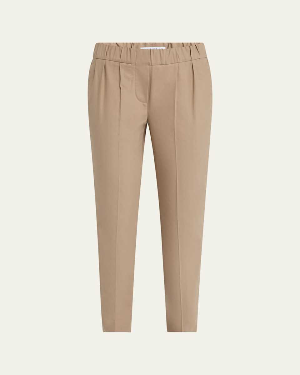 Cotton Slim-Leg Ankle Pull-On Pants